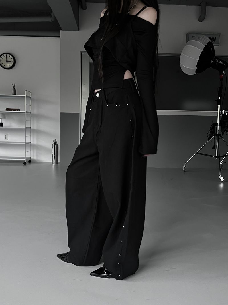studded balloon wide pants (2color)
