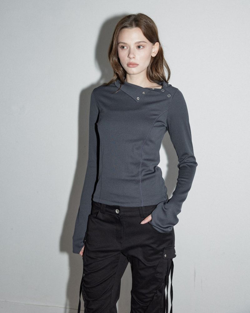Shirring Cargo Bootcut Pants Black
