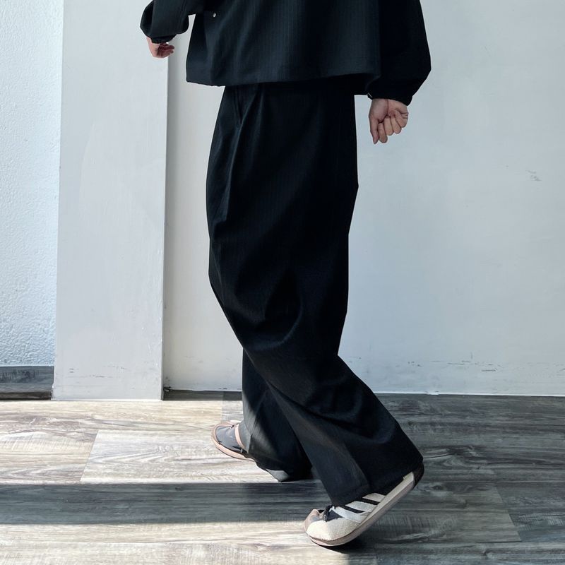 Draped Pinstripe Relaxed Trousers