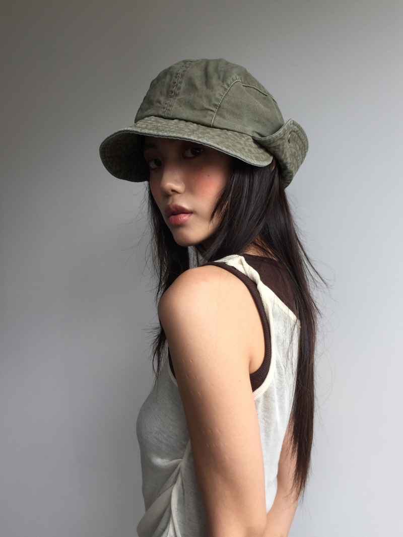 Washed flap bucket hat (2color)