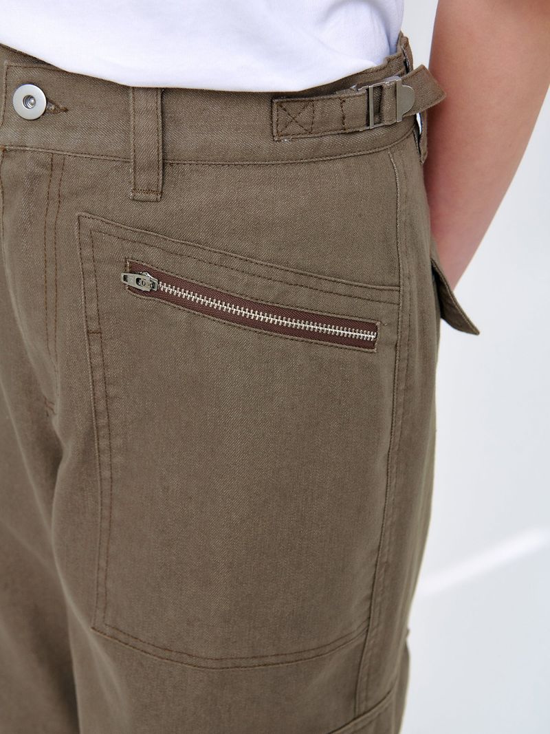 ZIP-POCKET CARGO PANTS_Brown