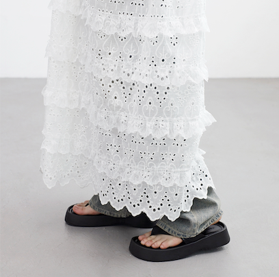 Bullet lace punching long dress