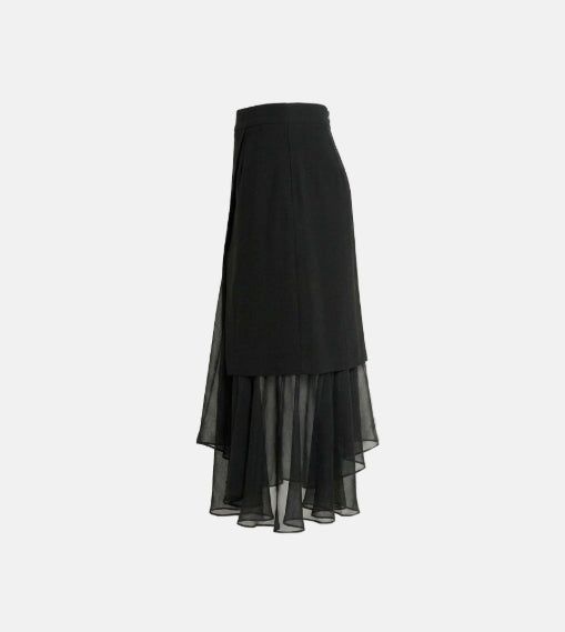Layered Chiffon Midi Skirt