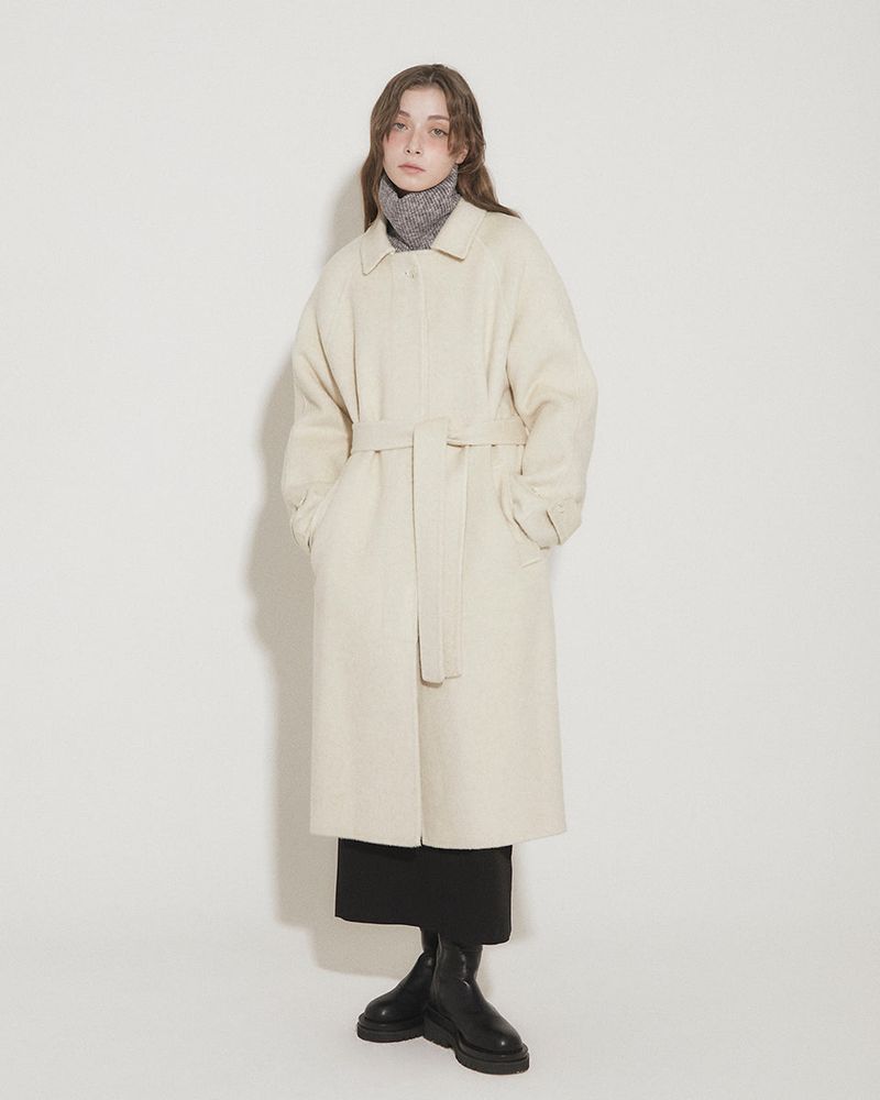 WOOL BALMACAAN COAT [IVORY]