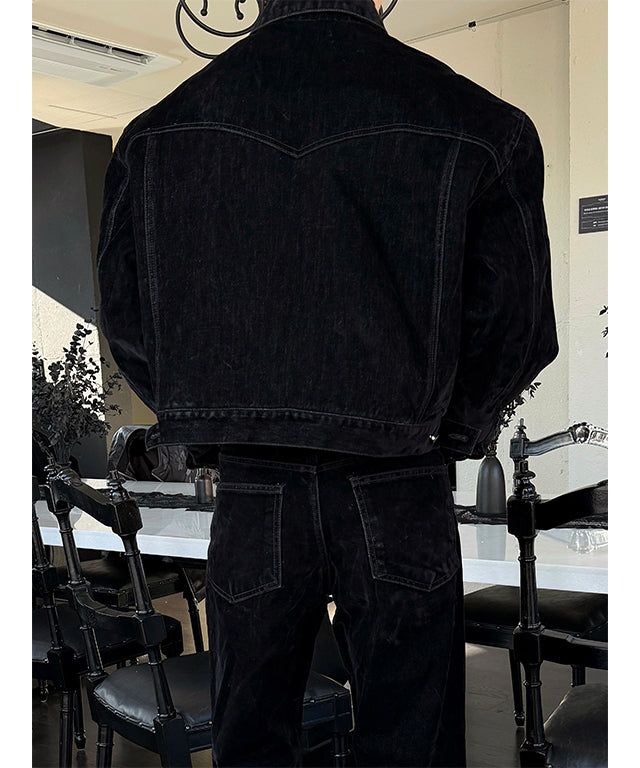 [SET UP가능] Velvet denim western jacket(2color)