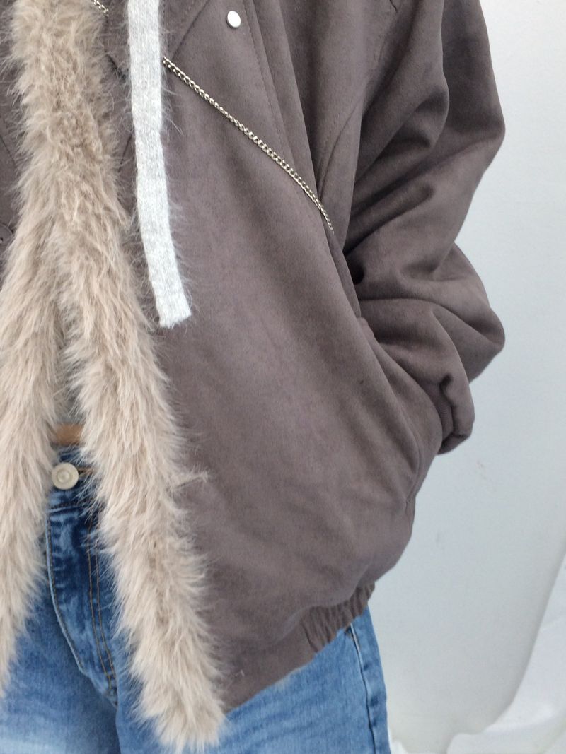 Milkfur high neck suede jumper