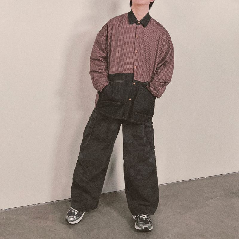 switch panel check shirt_black