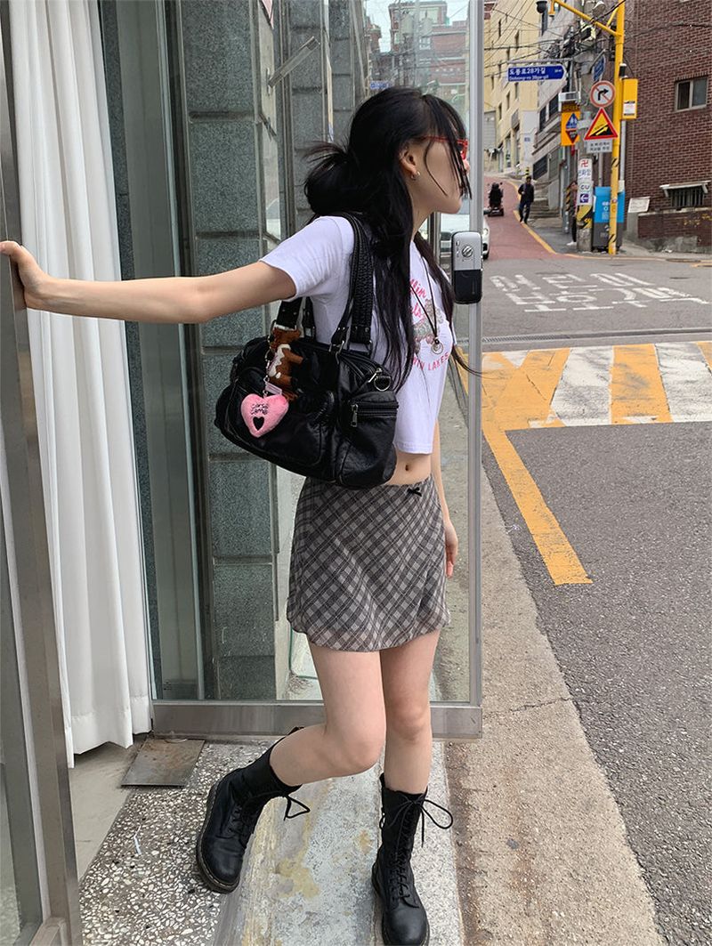 CHECK CHIFFON MINI SKIRT (4C)