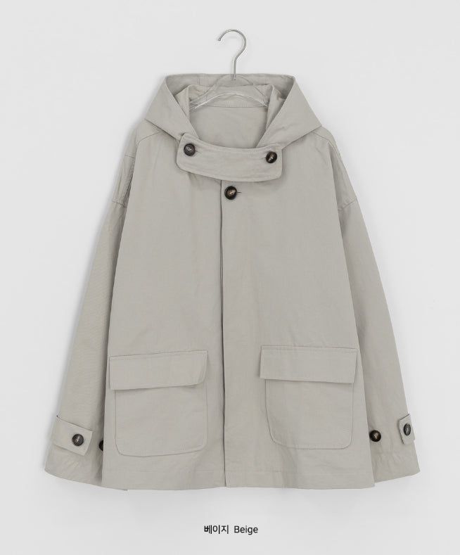 Auburn High-Neck Cotton Hood Bomber Jacket