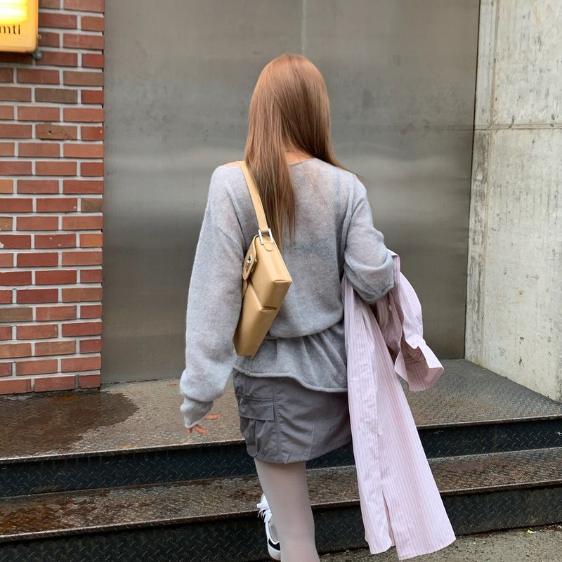 ナイロンミニスカート (Grey)