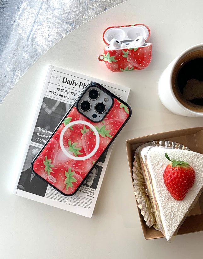 [MADE]レッドストロベリーシュガー ブラックエポキシ バンパー iPhoneケース MagSafe