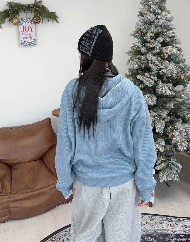 Any Stitch Knit Hood Zip Up
