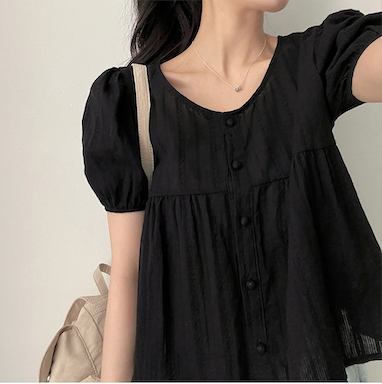 Bert Puff Sleeve Short Sleeve Blouse
