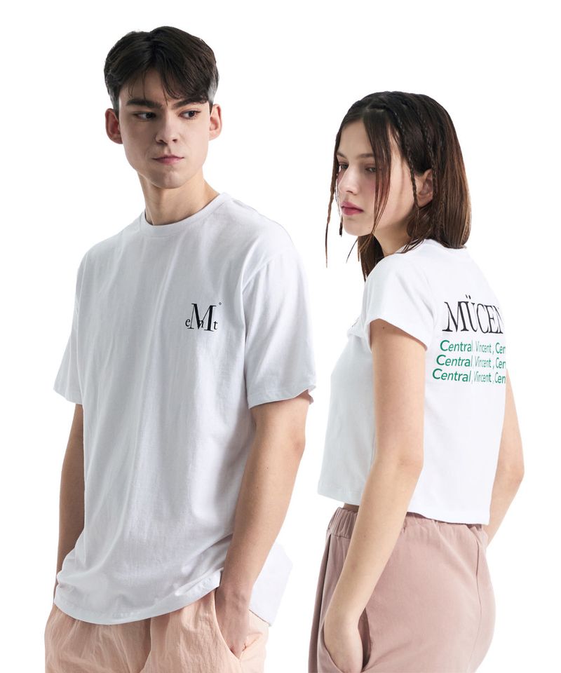 MUCENT(ムセント)の「SLOGAN HALF T (Crop, Loose fit)(Tops)」