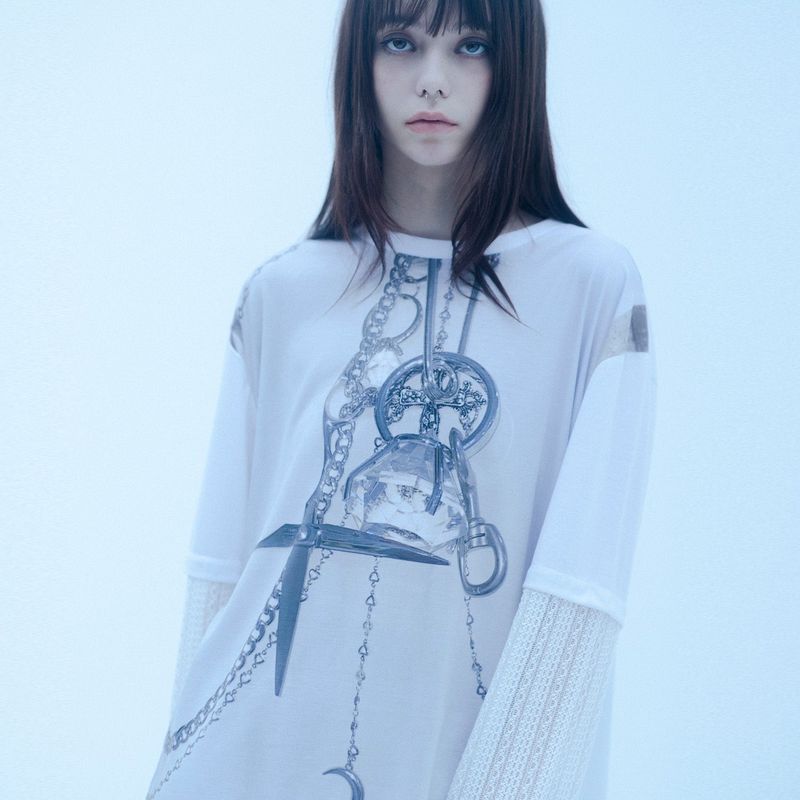 0 6 dripping chain layered t-shirt