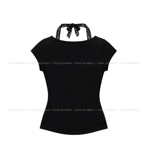 Sina Lace Strap Halter Short Sleeve