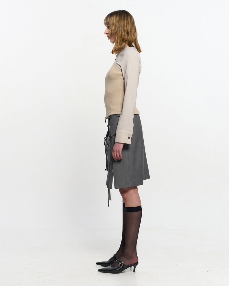 Ribbed Slim Zip-up _ IVORY