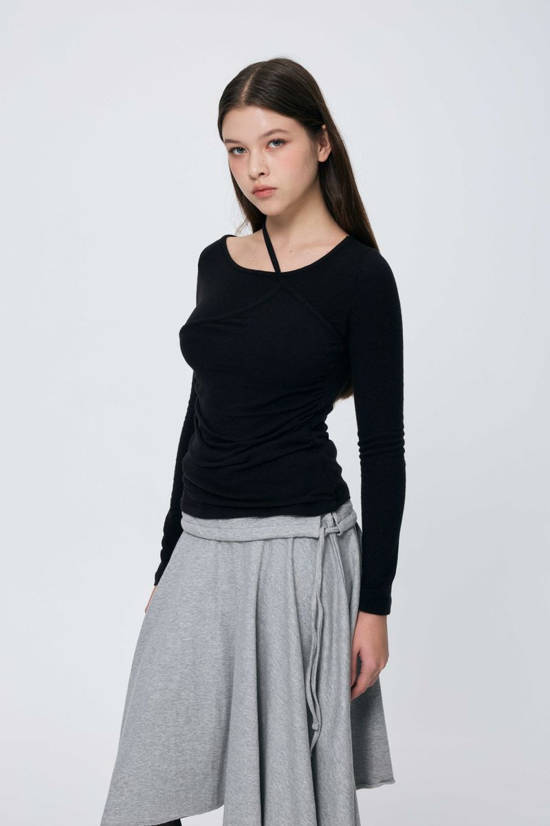 MUREN SHIRRING TOP / BLACK