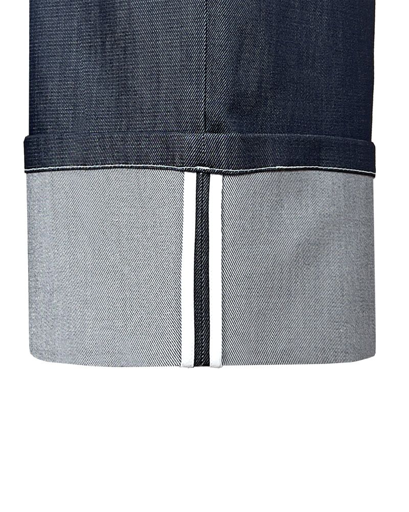 DENIM X SWEAT LAYERED ROLL UP SHORTS