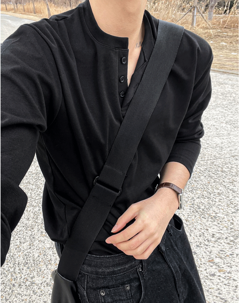 cosyharu henly-neck boonddo long-sleevd shirt