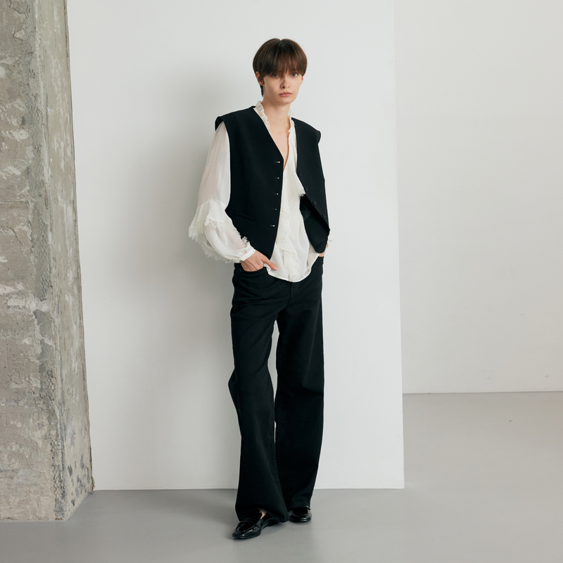 Relaxed Black Wide Jean - YW393