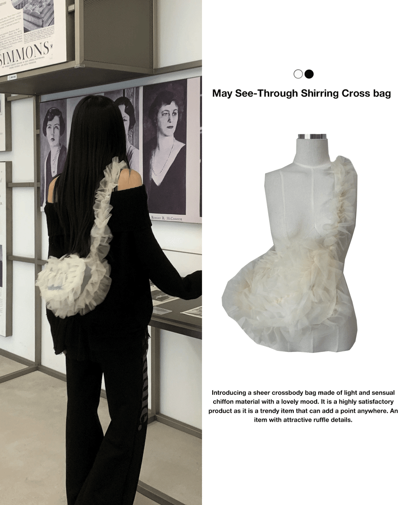 GUSTA（グスタ）の「May See-Through Chiffon Shirring Cross Slingback (2 colors)（Bags）」