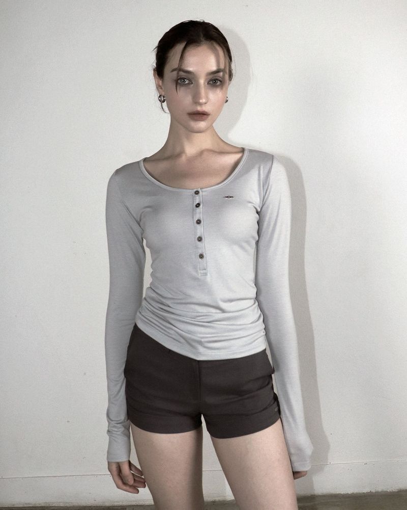 Metal Triclipse Henley Neck Long Sleeve Gray