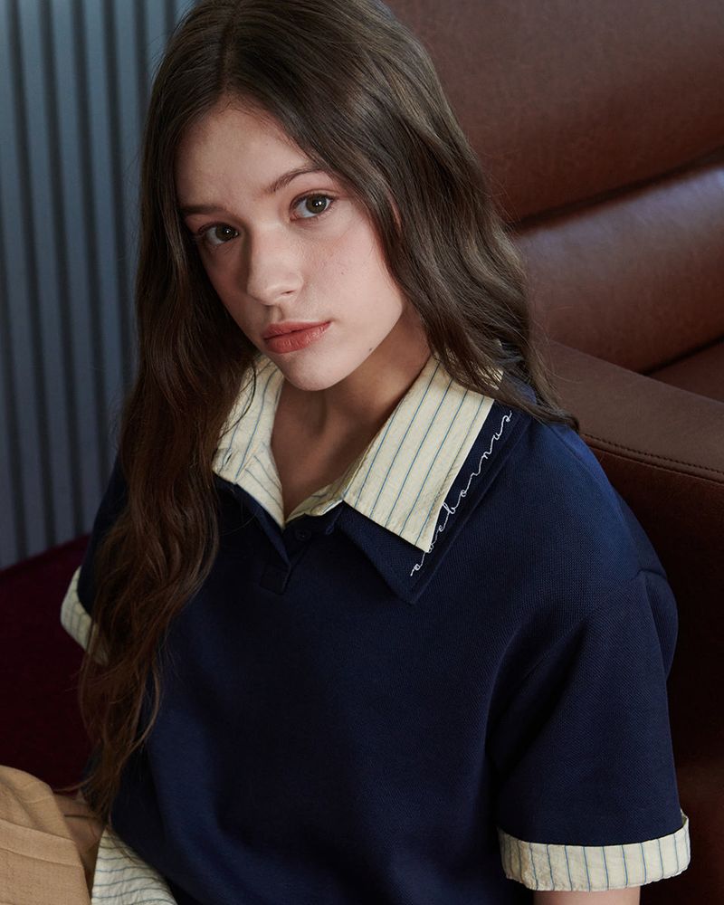 LOGO PIQUET POLO SHIRT [NAVY]