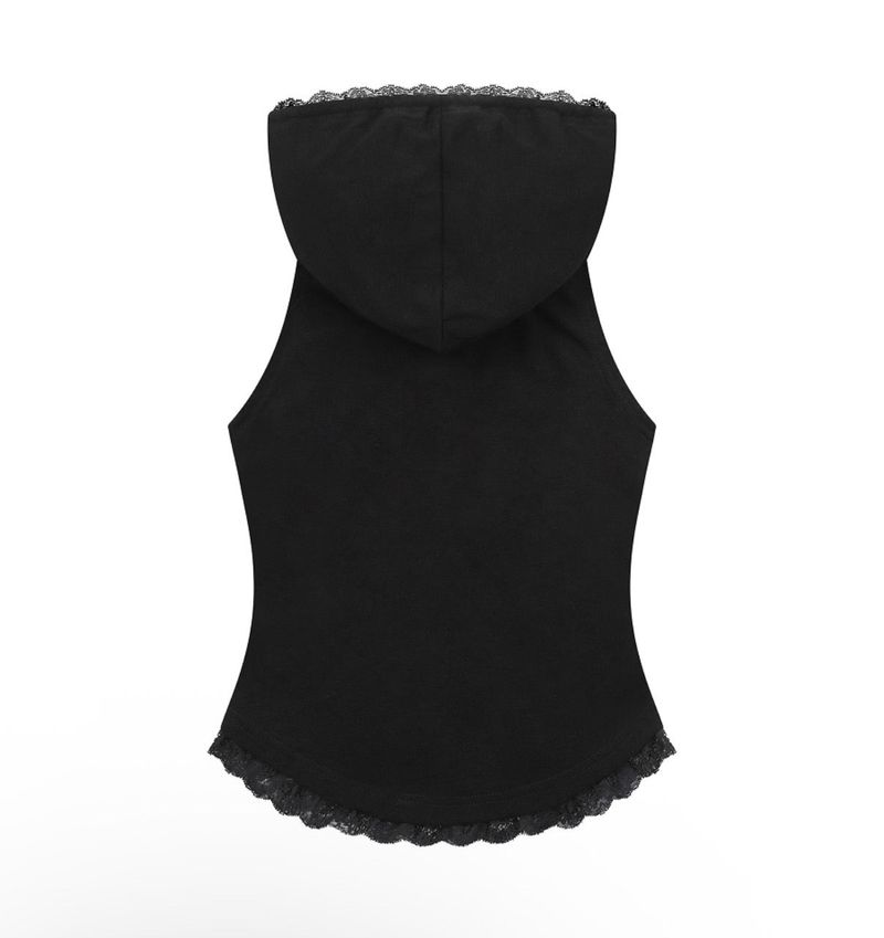 ASEN LACE SLIM HOOD SLEEVELESS (4COLOR)