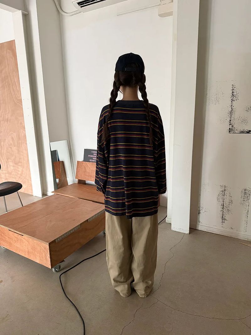 multi stripe boxy T
