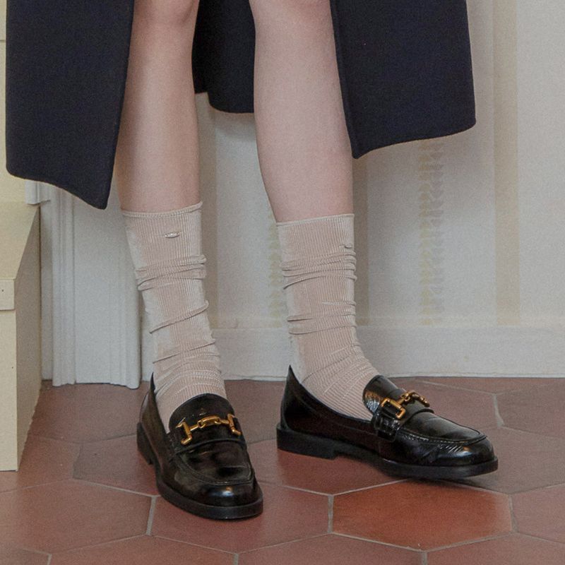 VELVET MIDDLE SOCKS (BEIGE)