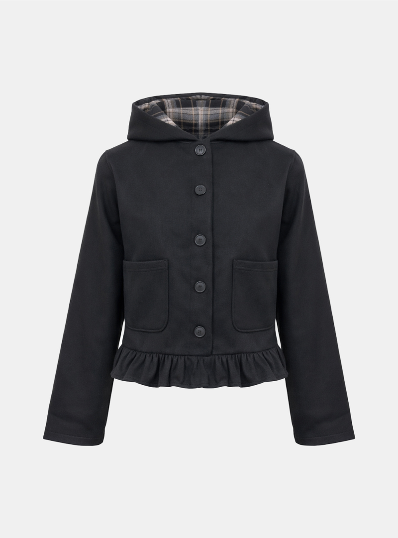 Chloe Check-Lined Hood Jacket