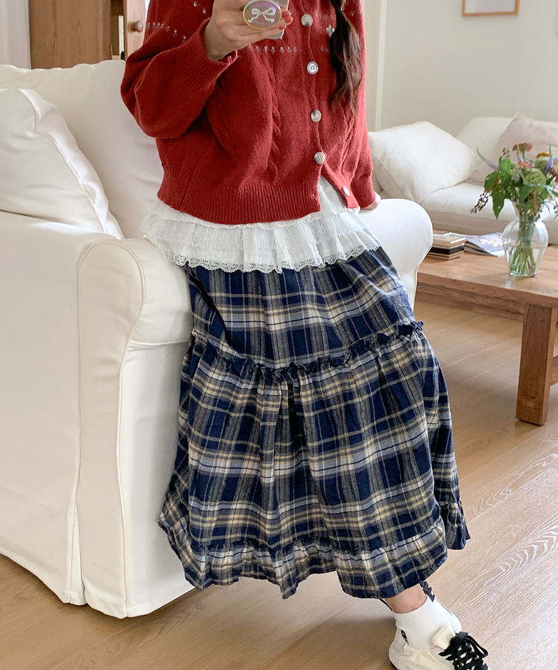 Sorbet Long Checkered Skirt