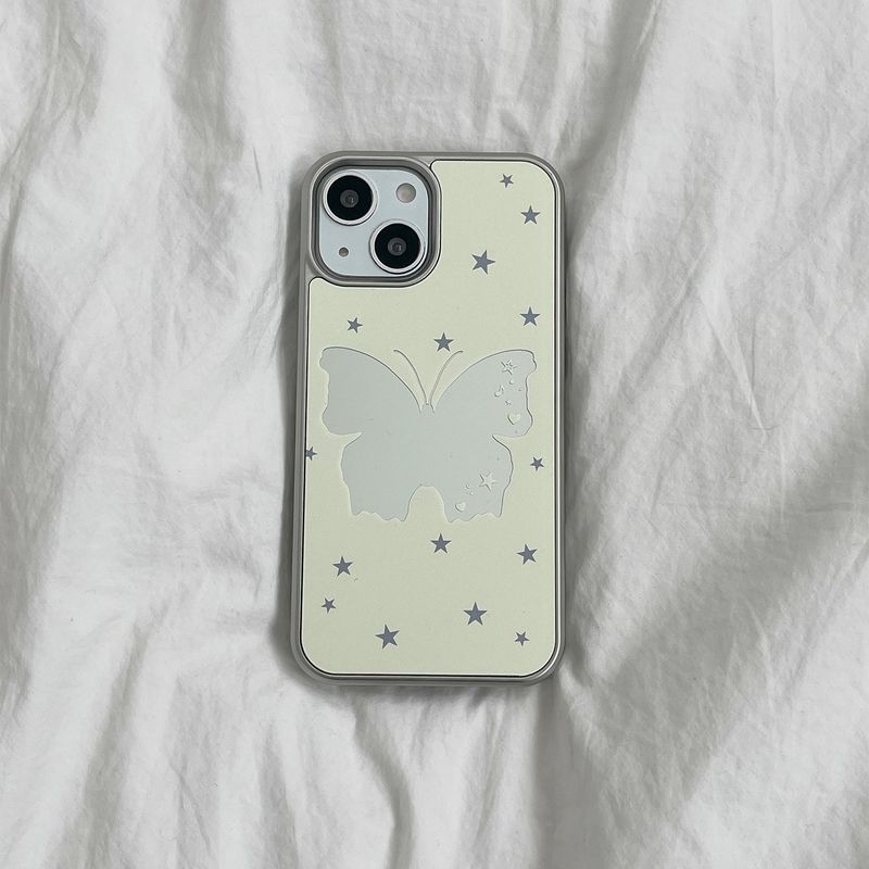 [MADE][Mirror Silver Bumper Case] Butterfly Mirror Case • Yellow