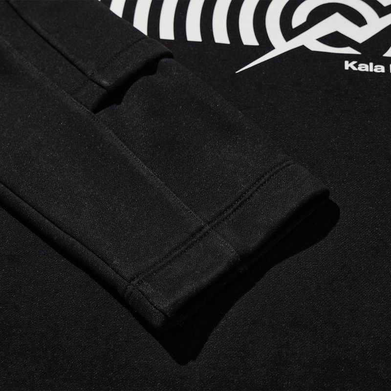 Cotton Napping Round Sweat Shirt - BLACK