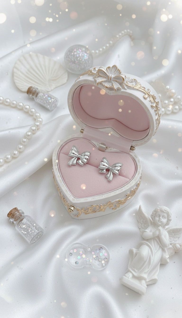 [ILLIT Wonhee Piercing] Puffy Ribbon Piercing - Silver Color
