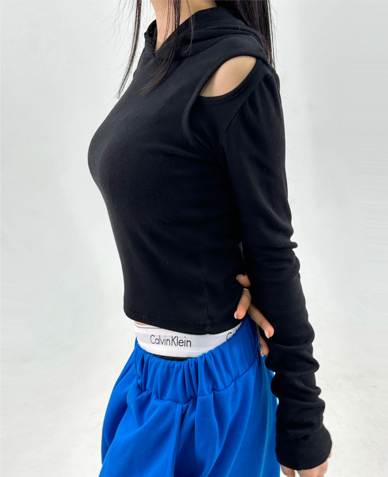 SHOULDER SLIT + HOOD♥ - 4 COLORS