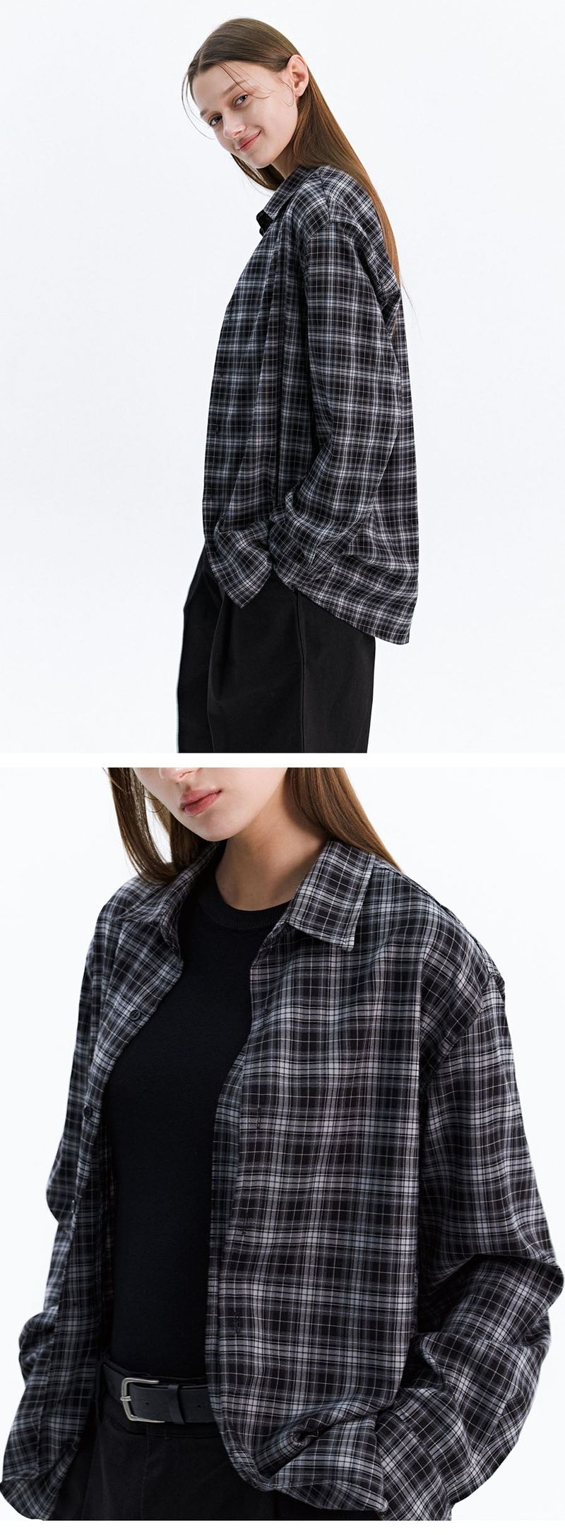 SOFT AND MILD MINIMAL CHECK SHIRT_BLACK