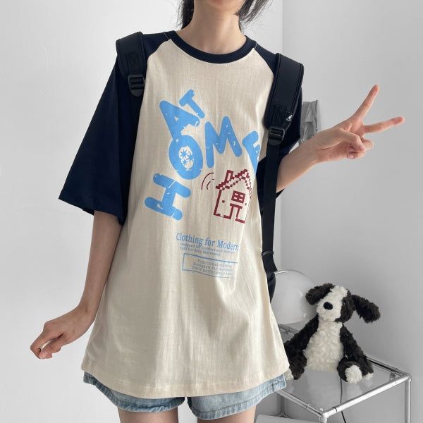 hijjoo（ハイチュー）の「Home Raglan Boxy Fit Short-Sleeved T-shirt (3 colors) H&L（Tops）」