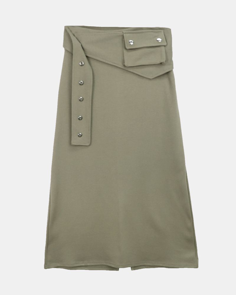 Robik Pocket-Belt Banded Long Skirt