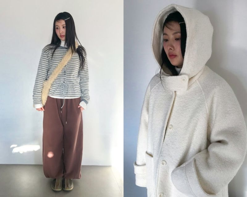 [MD Pick]Fine wool hooded half coat (2color)