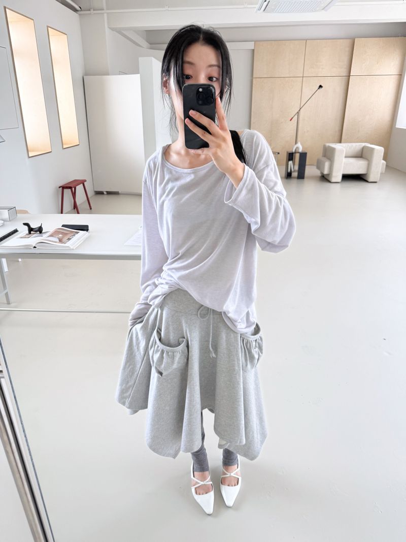  FRONT POCKET UNBAL SKIRT