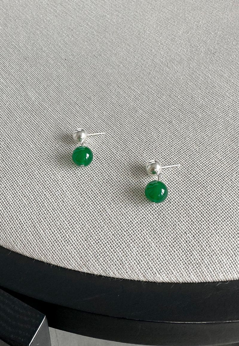 green onyx ball earring
