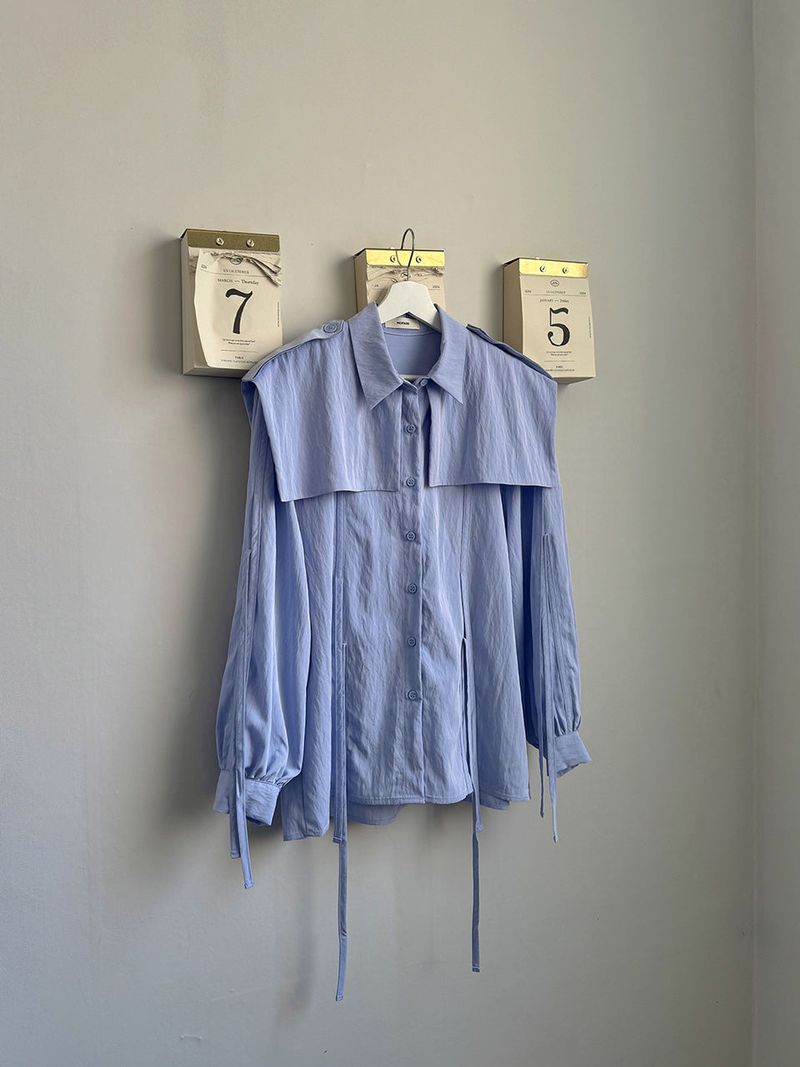 TRENCH RIBBON SHIRT / SKYBLUE