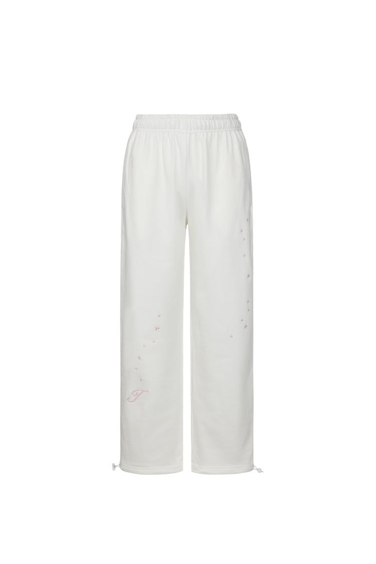 star embroidered two-way sweatpants (IVORY)