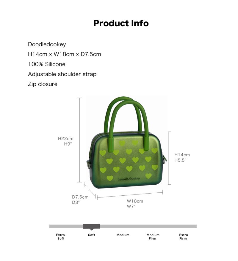 Silicone Heart Bag Metal Green