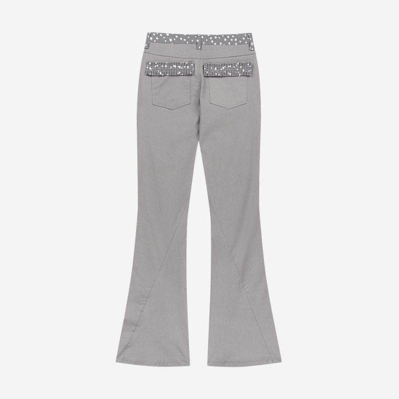 Star Trim Bootcut Trousers / Grey