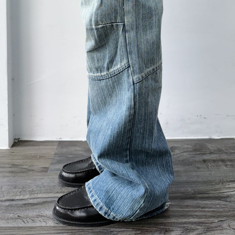 Panelled Straight-Leg Denim Pants