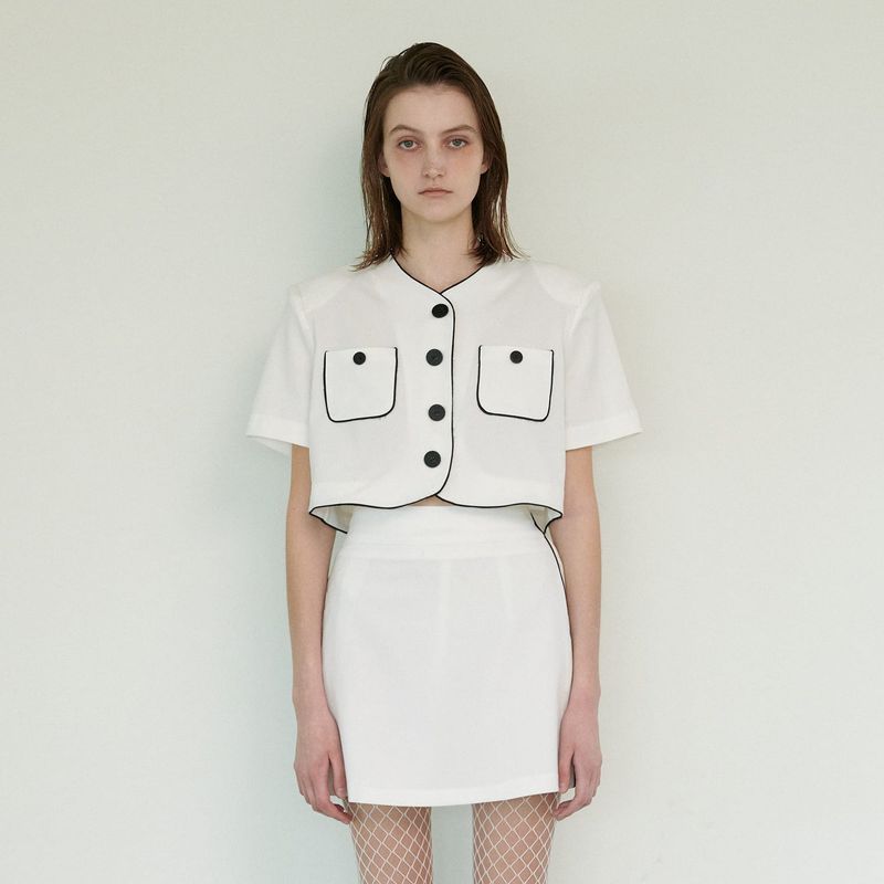 MOIFAIRE(モイフェア)の「 LINE BUTTON JACKET, WHITE(Jackets/Outerwear)」