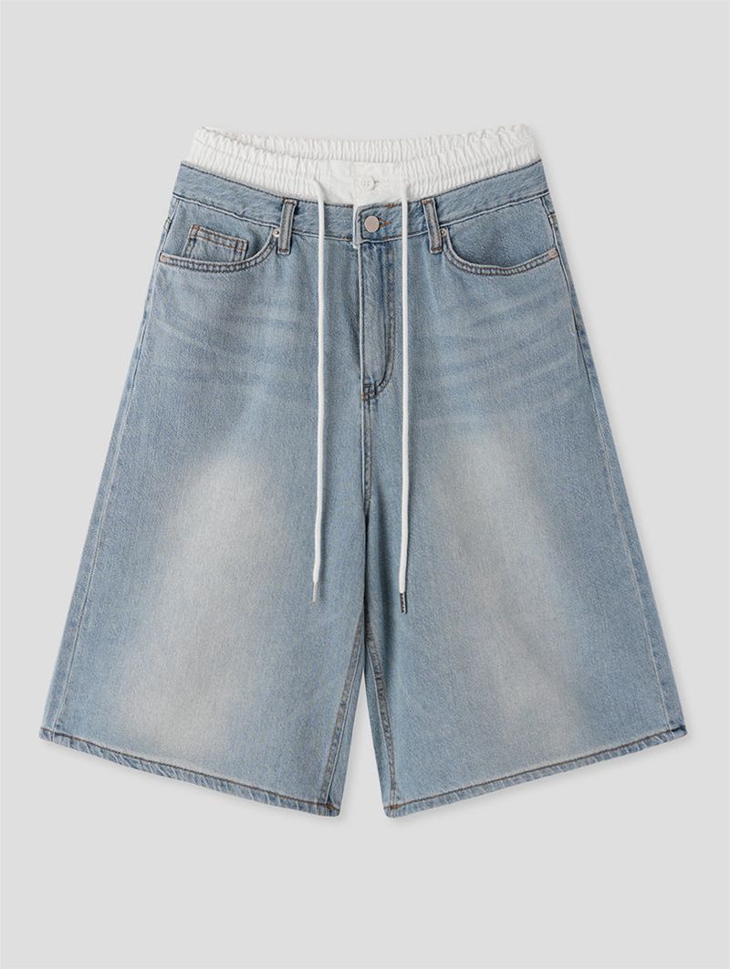 LAYERED BAND BERMUDA JEANS